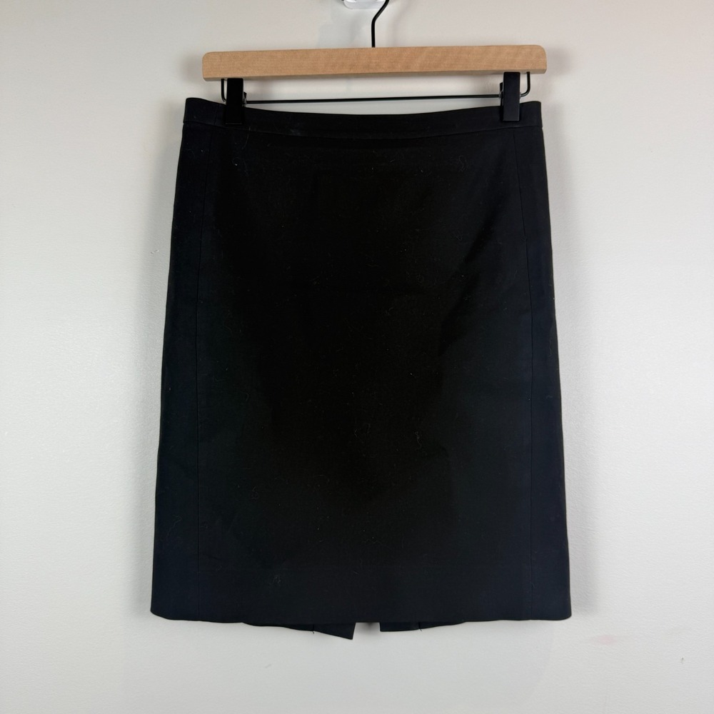 J.Crew Mini Skirt Women 4 Petite Black Back Slit Straight Pencil Flat Front Work